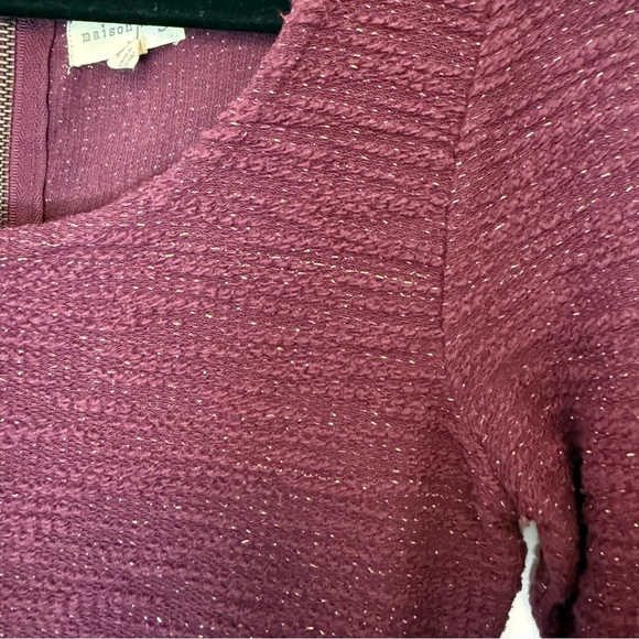 Maison Jules Deep Purple/Burgundy Knit Mini Dress with Gold Sparkles Size M - Picture 5 of 9